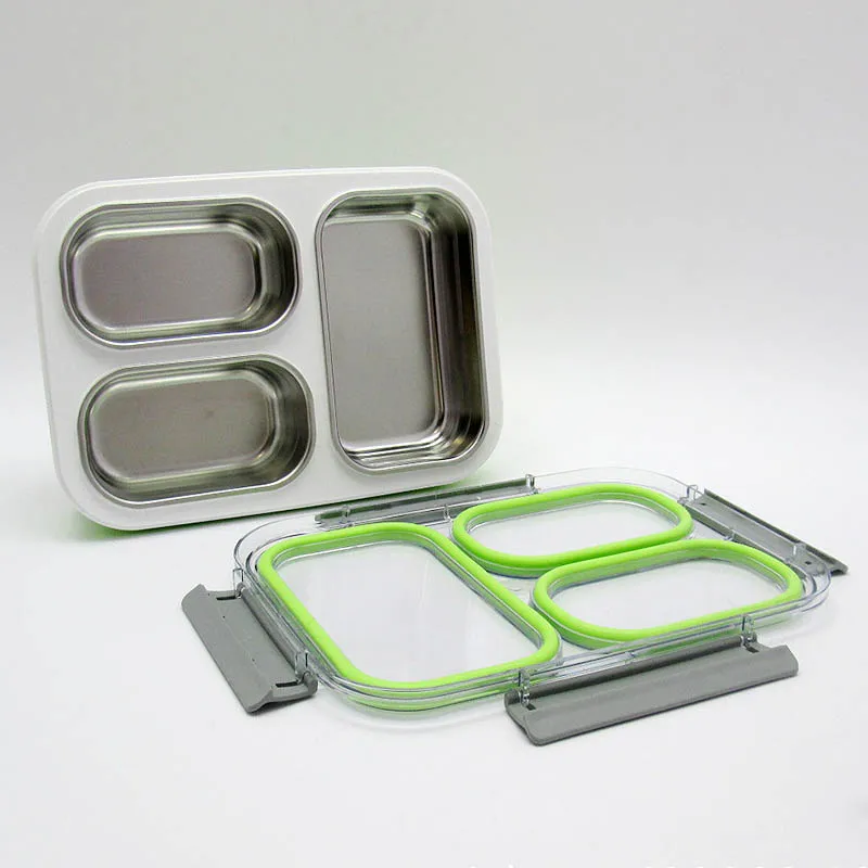 

Wholesale hight quality 3 compartments stainless steel tiffine bento box food container thermal lunchbox