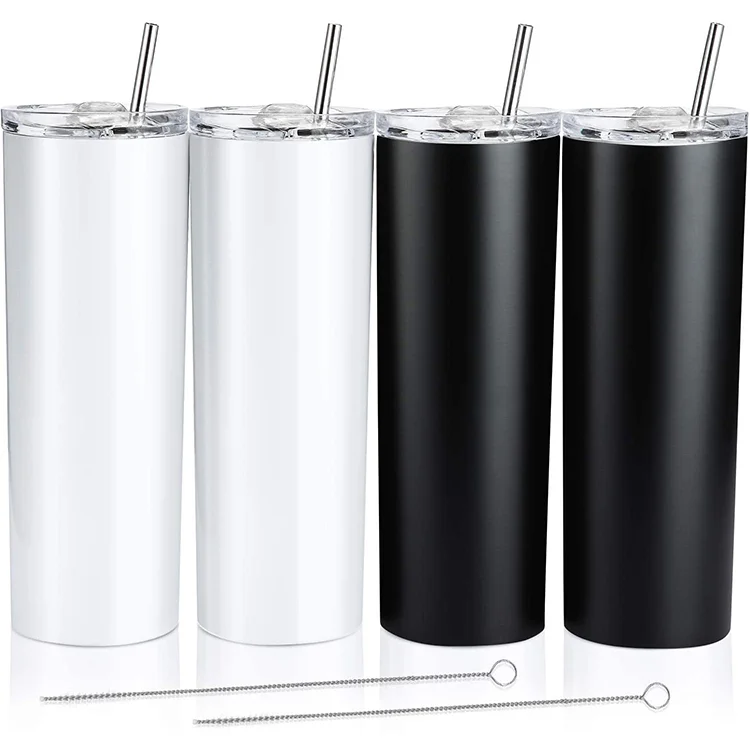 

Wholesale Thermal sublimation blank tumblers Straight double wall stainless steel tumblers with lid and straw