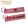 Embroidered customized product jet tag Cheap embroidery key chain labels flight tags