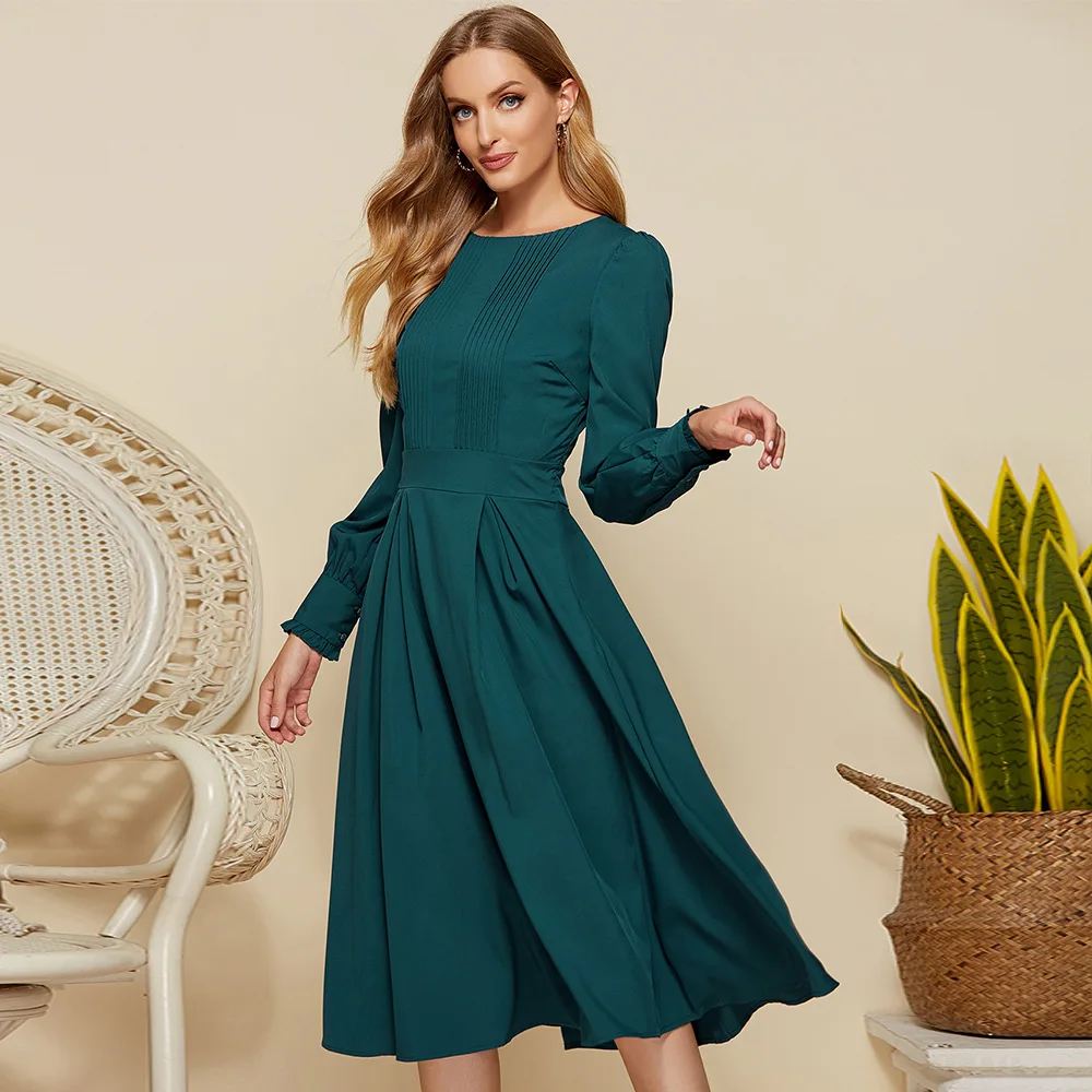 

Latest Lady Shirt Dress Autumn Long Sleeve Knee Length Belted Office Women Shirt Dress, Picture color