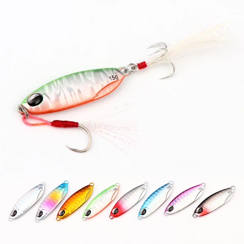 

Burst fishing shore throwing lure bait lead fish sequins fake bait cocked mouth freshwater sea fishing bait, 8 colors