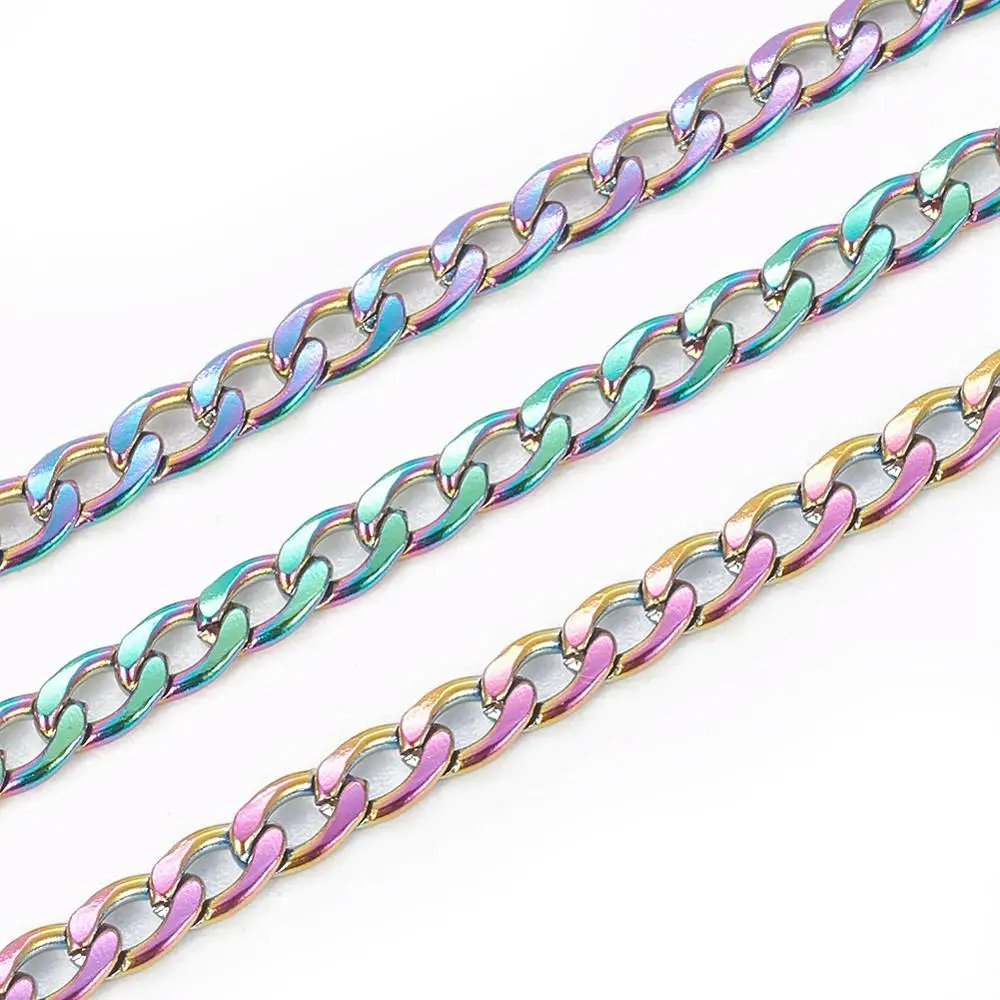 

PandaHall 4.5mm Multi-color Unwelded 304 Stainless Steel Curb Chains