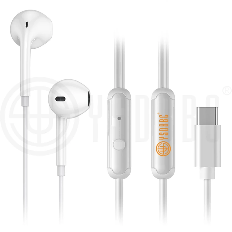 

Wired earphone High bass stereo In-Ear Earphones 3.5mm Type C With Microphone Computer earbuds, White black