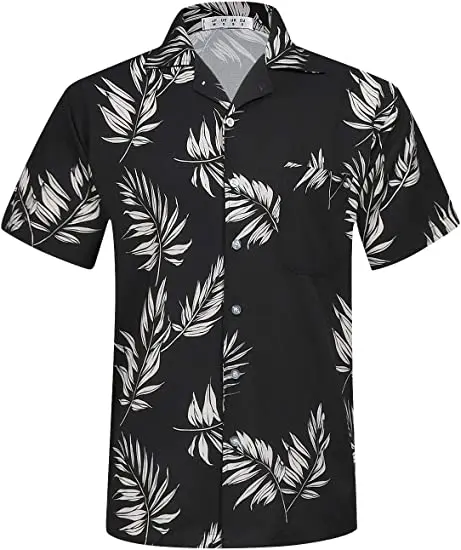 Custom Full Printing Summer 4 Way Stretch Fabric Short Sleeve Men's Button Down Collar Hawaiian Shirt Tropical Beach Shirts