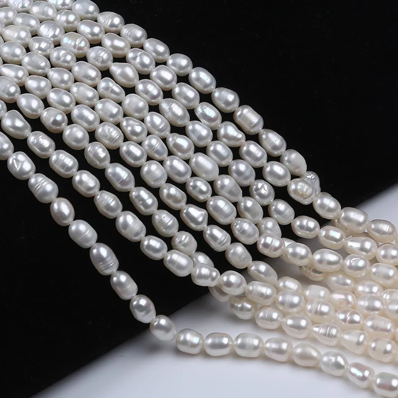 

Wholesale  Rice Pearl Strand Freshwater Pearl Beads For Jewelry Making, White