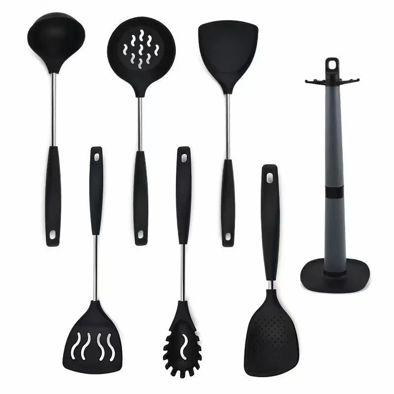 

Eco-friendly natural amazon hot selling wood spoon spatula fork ladle custom logo silicone wood kitchen utensil sets, As photo