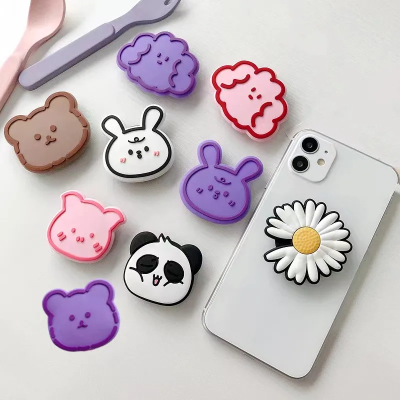 

For iPhone Samsung Huawei Xiaomi Cartoon Round Universal Mobile Phone Ring Holder Airbag Gasbag fold Silicone Stand Bracket, Mix color