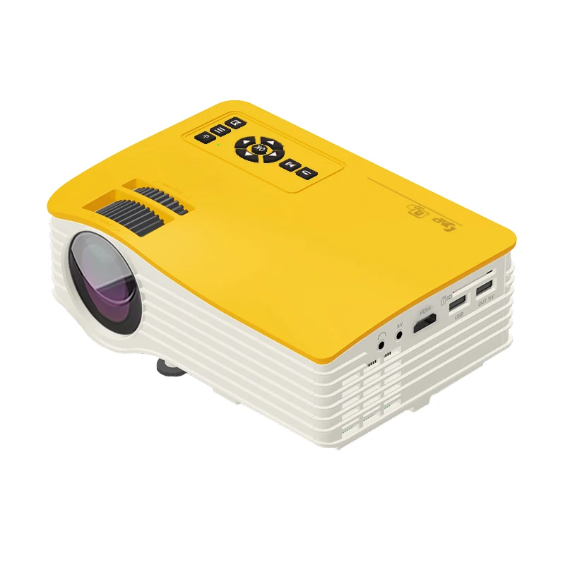 

2021 Dowlab Factory Newest 854*480 UC38E Mini Portable High Brightness Home Theater Projector LCD Video Projector, Yellow+white