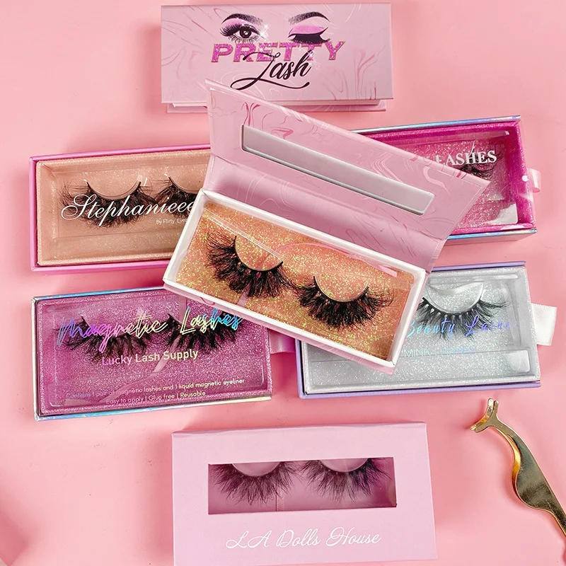 

25mm mink eyelash bulk lasheswholesale eyelash vendor customized boxes magnetic pink lashbox packaging