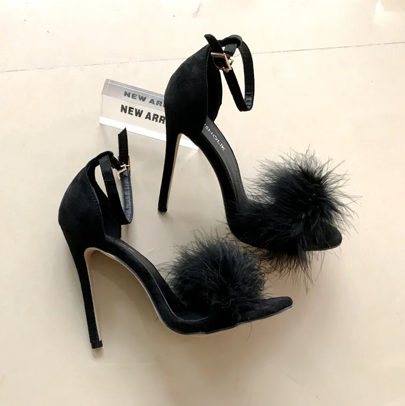 

Large size high-end plush high heels sexy fur ladies high heels women, Many colors