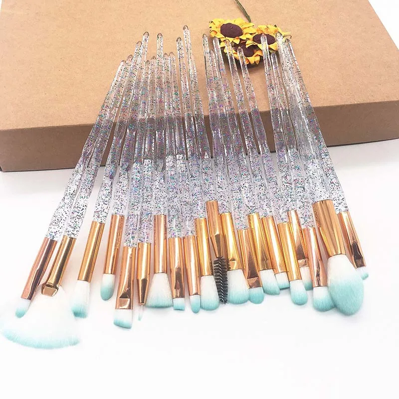 

Wholesale new products 20pcs clear handle rhinestone diamond makeup brush set