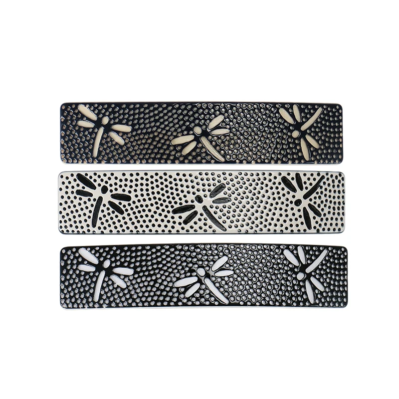 

2023 New Design Engraved Dragonfly Hair Clips Black and White Double-layer Acetate Material France Barrette Clips