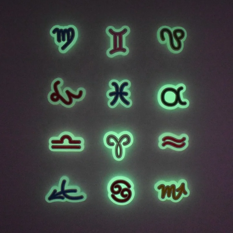 

Ins Hot Selling Twelve Constellations Glow in Dark Shoe Charms Shoe Accessories, As picture