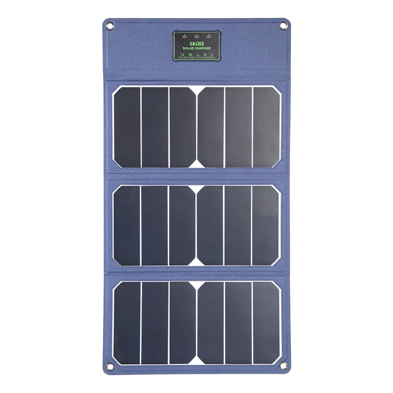 

High Quality Customized 21W Foldable Solar Panel USB solar charger for Camping, Blue