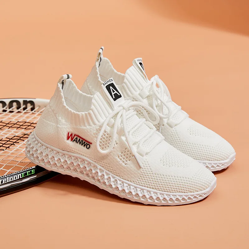 

Wholesale Single shoe flying woven sneaker women's ins fashion versatile 2020 new mesh breathable running outdoor sneaker shoes