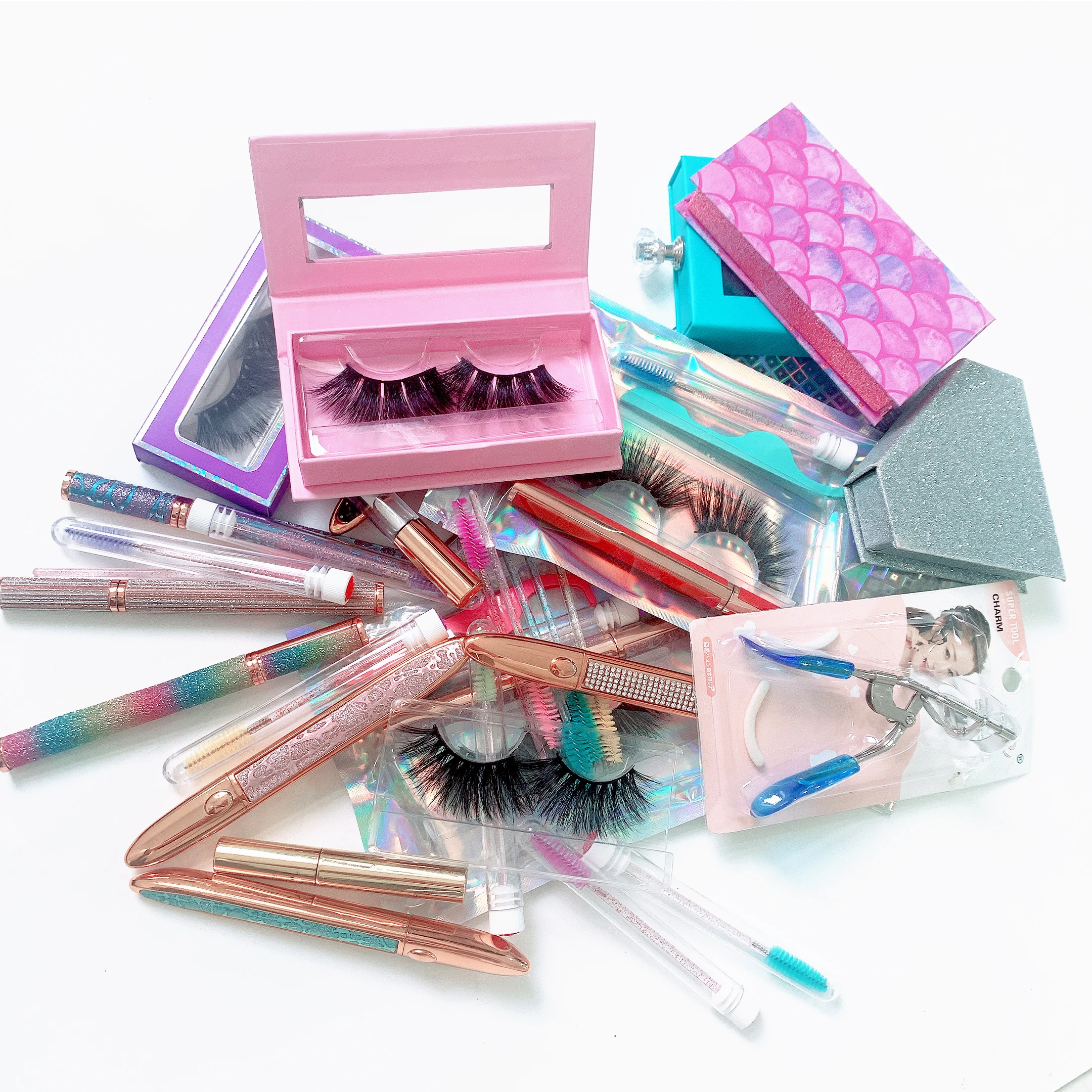 

25MM Full 3d Mink Eyelash other Eye lashes vendor customized boxes packaging lash brushes other eyelashes, Black color