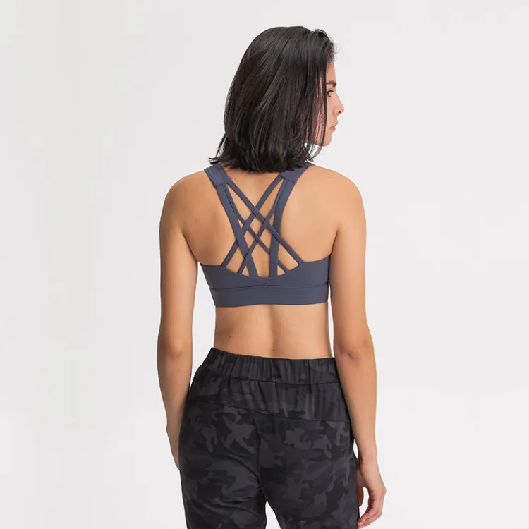 

Summer Custom Logo Sport Bra Cross Back Shockproof Fitness Sports Wear Yoga Bra, Customized colors