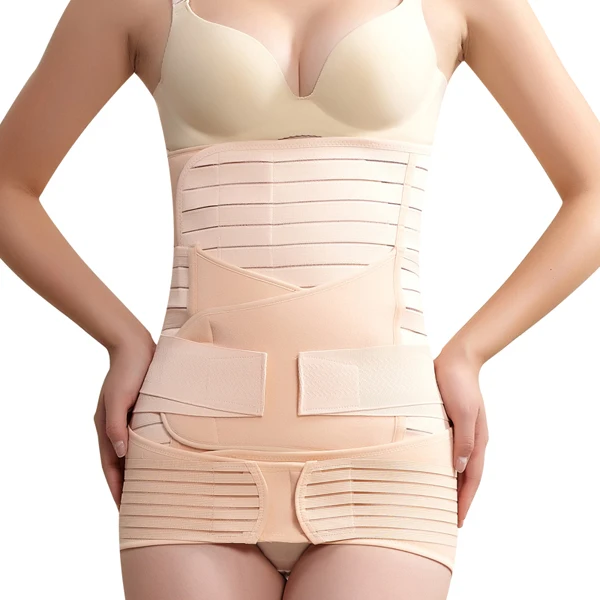 

Youjie 3 in 1 Postpartum Belly Support Recovery Wrap Belly Band For Postnatal Pregnancy Maternity Girdles For Women Body Shaper, Pink, beige