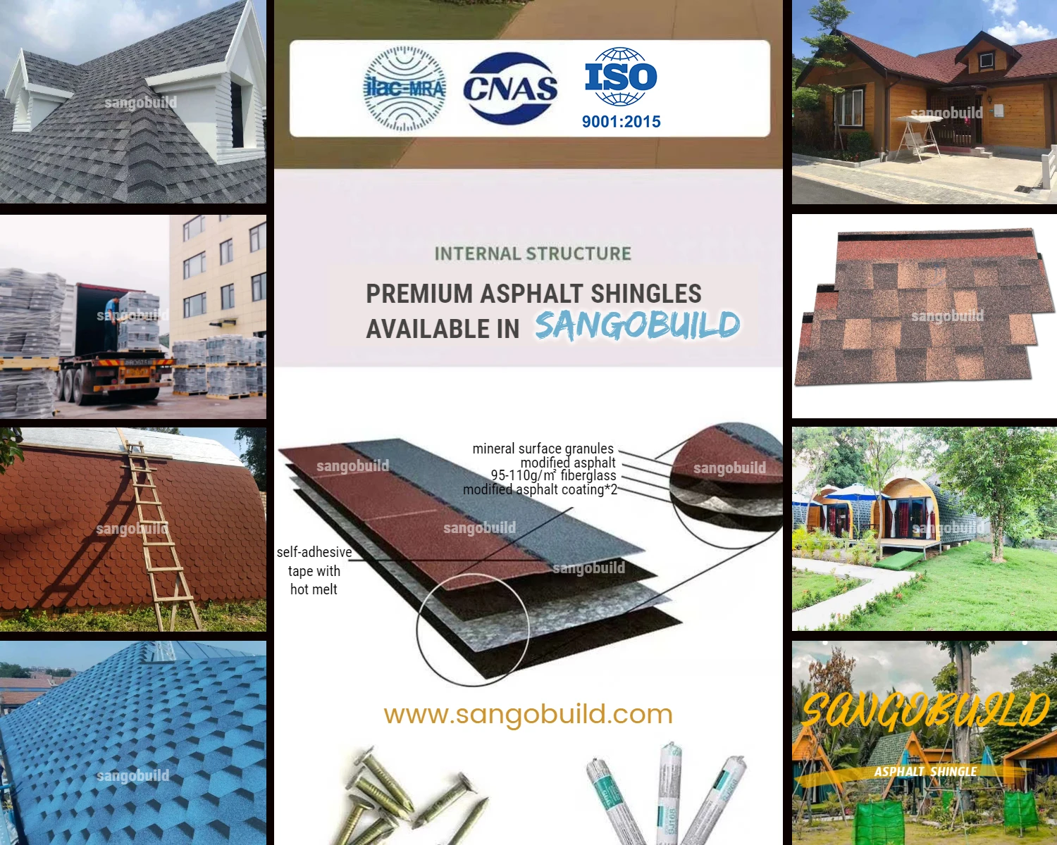 Iso9001 Roof Shingles At Bali For Asphalt Shingle Thatch Type