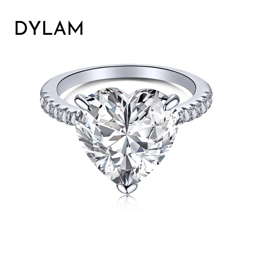 

Dylam Heart Shape Royal Cubic Zircon Fashion Bling Luxulry Eternity Wholesale Stackable Wedding Silver Rings Women 925 Sterling