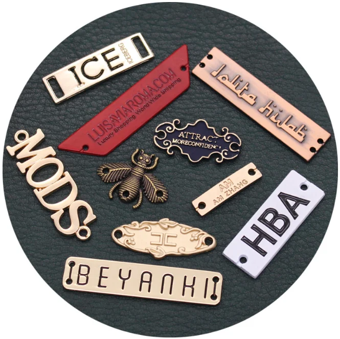 

Custom metal logo garment tags cothing zinc alloy logo labels for swimwear coat, Customized