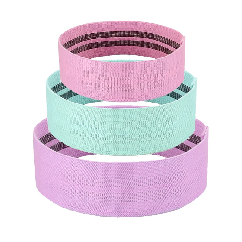 Custom Logo Elastic Fitness Exercise Cotton Fabric Glute Hip Circle Booty Resistance Bands set of 3