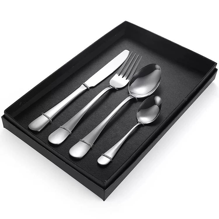 

4Pcs 18\/10 Gold And White Wedding Rose Spoon Set Cutlery Flatware Stainless Steel, Silver/rose gold/gold/black/multi color