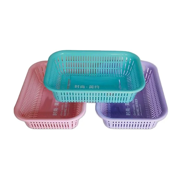 

Medium kitchen rectangular plastic fruit vegetable washing colander, Black,blue,pink