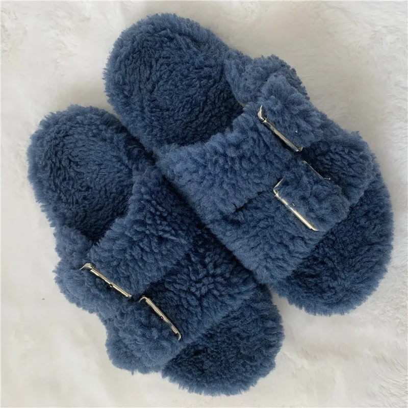 

Manufacturer's latest ladies slippers summer beach sandals low price ins warm soft and comfortable fluffy fur slippers, Customized color