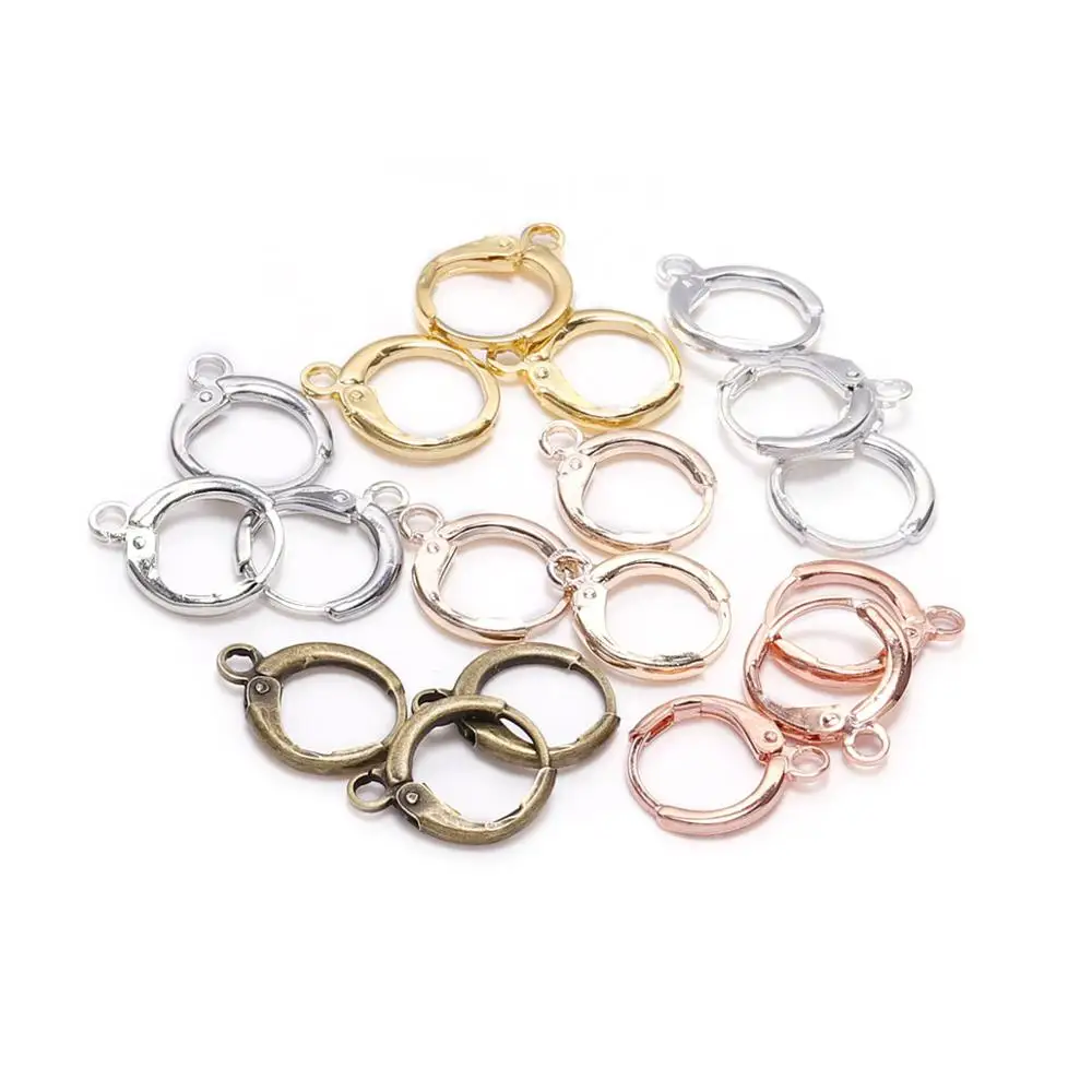 

100pcs/lot 14x12mm Gold France Lever Earring Hooks Wire Settings Base Earrings Hoops For Jewelry Making Finding Supplies