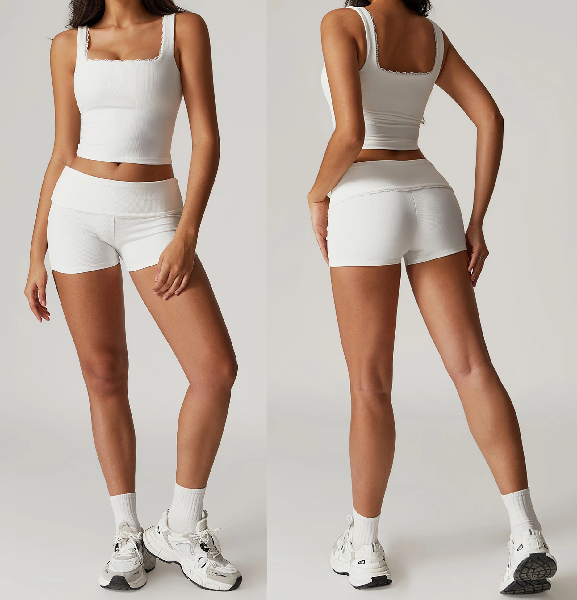 New Gym Fitness Activewear Women Quick Dry Sports Sleeveless Tank Pants Yoga Sets Training Jogging Wear