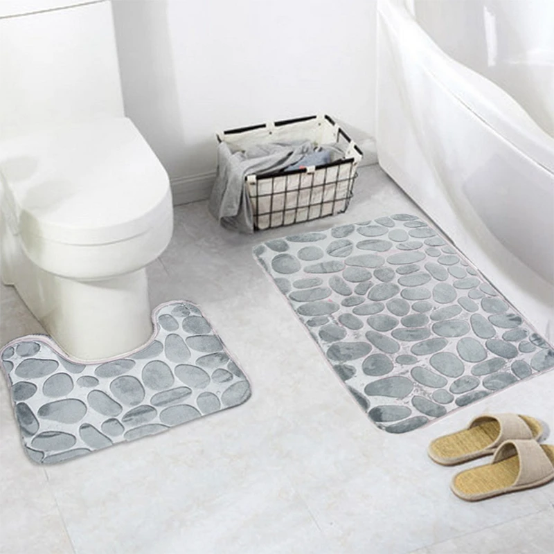 

i@home 2 Piece Set Super Soft Microfiber Machine Washable Bath Rugs Mat, Picture