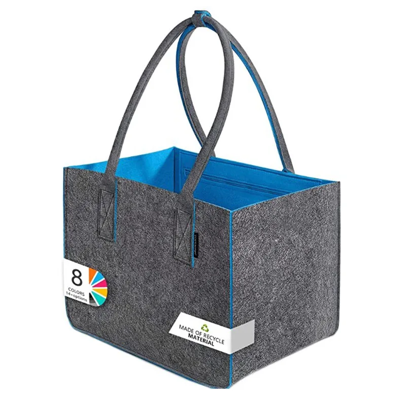 

Reusable Grocery Felt Bag with Long Handle, Large Durable Shopping Basket, Utility Tote Bag, As picture show