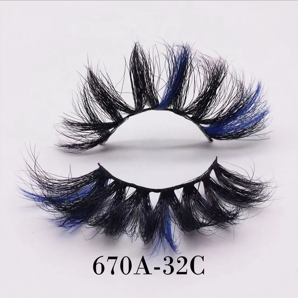 

670A-32C 25mm mink lashes with color mink eyelash extensions lashes3d wholesale vendor 25mm eyelashes with custom package logo