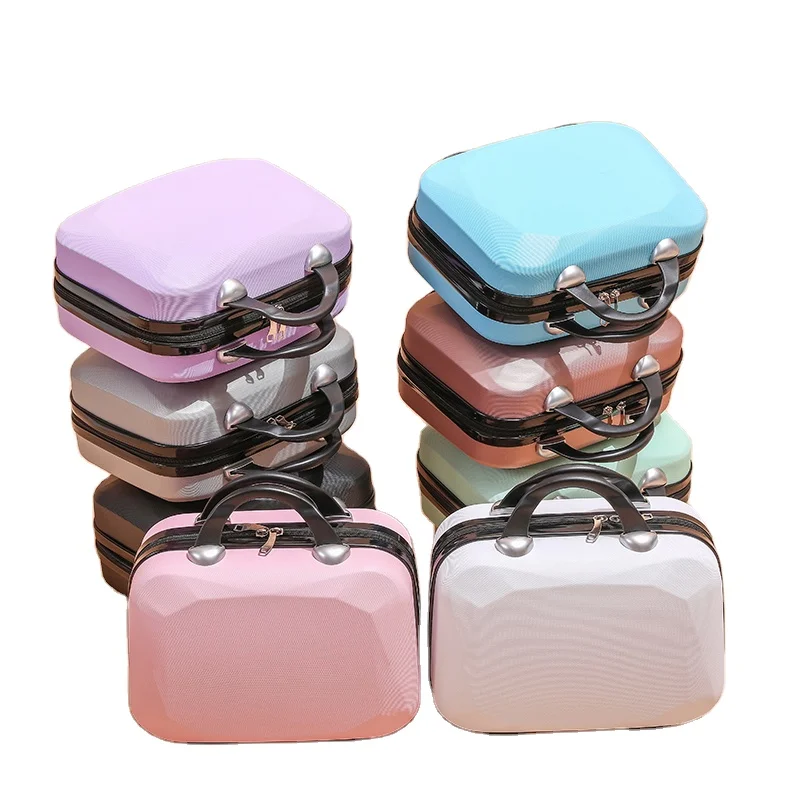 

14 Inch Mini Hard Shell Cosmetic Case Luggage Travel Portable Carrying Makeup Storage Box Bag Suitcase, Multicolor