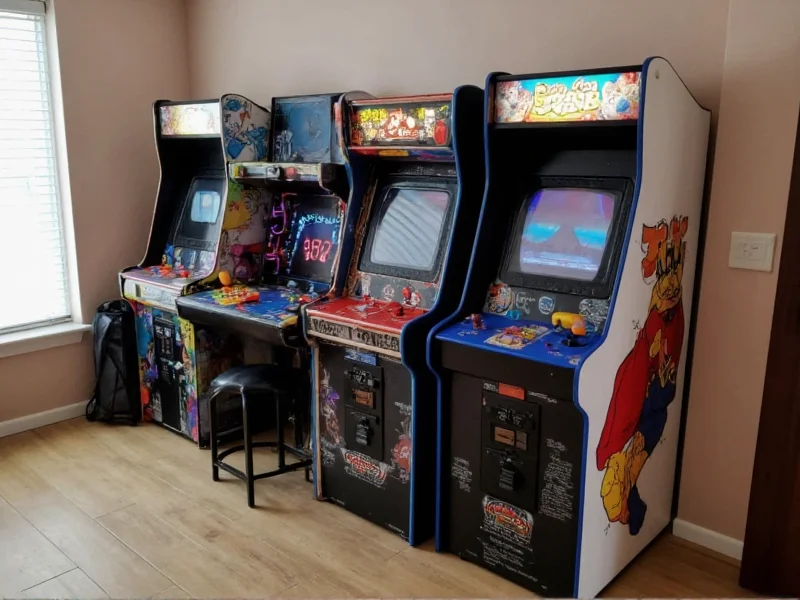 Finished DIY arcade cabinet in home game room setting