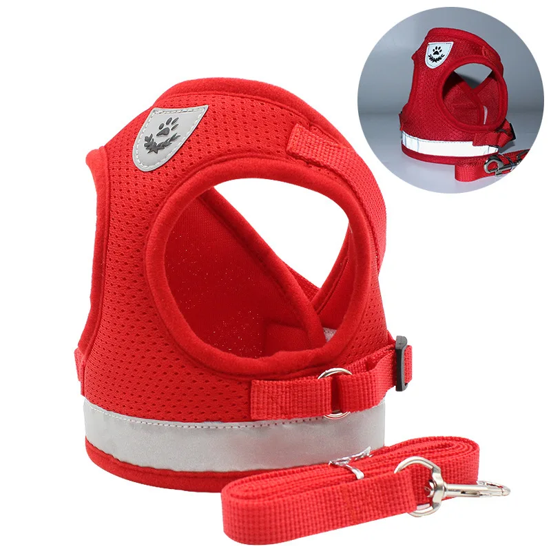 

Reflective breathable pet harness soft mesh dog harness pet harness set, Red,blue,grey,black