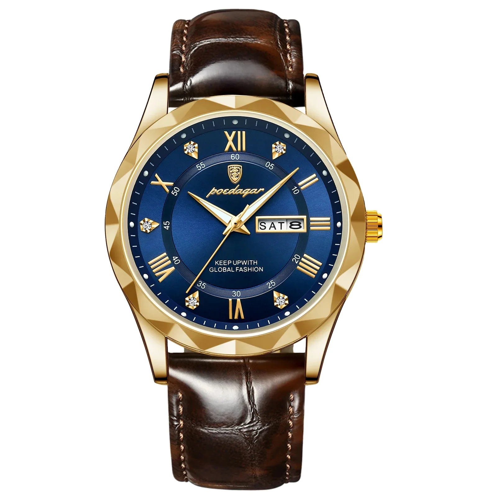 Relojes Hombre POEDAGAR 615 Luxury Watch Men Waterproof Luminous Week Date Sport Wristwatch Men's Quartz Leather Mens Watches