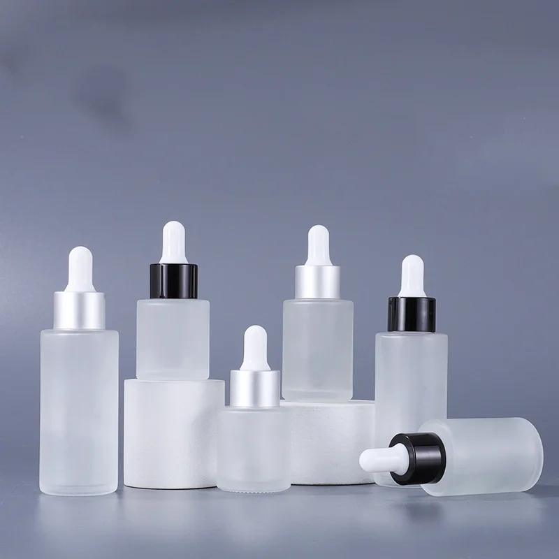 

New style frosted glass dropper essential oil bottle 20ml 30ml 40ml 50ml glass bottle for cosmetics liquid packaging