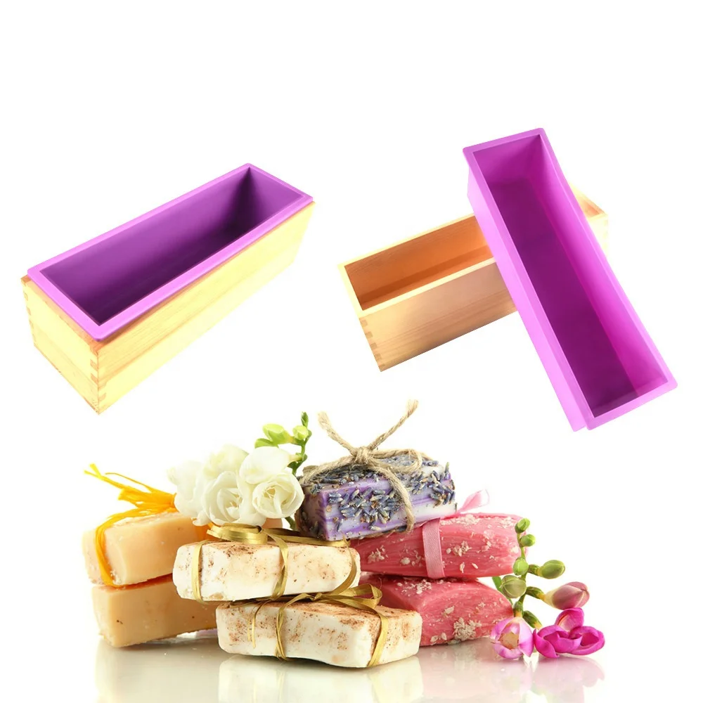 

Customized Moule Silicone Pour Savo Rectangular Large Wooden Box Silicone Moulds for Soap Making Stainless Steel Wave Cutter, Purple, pink, customized