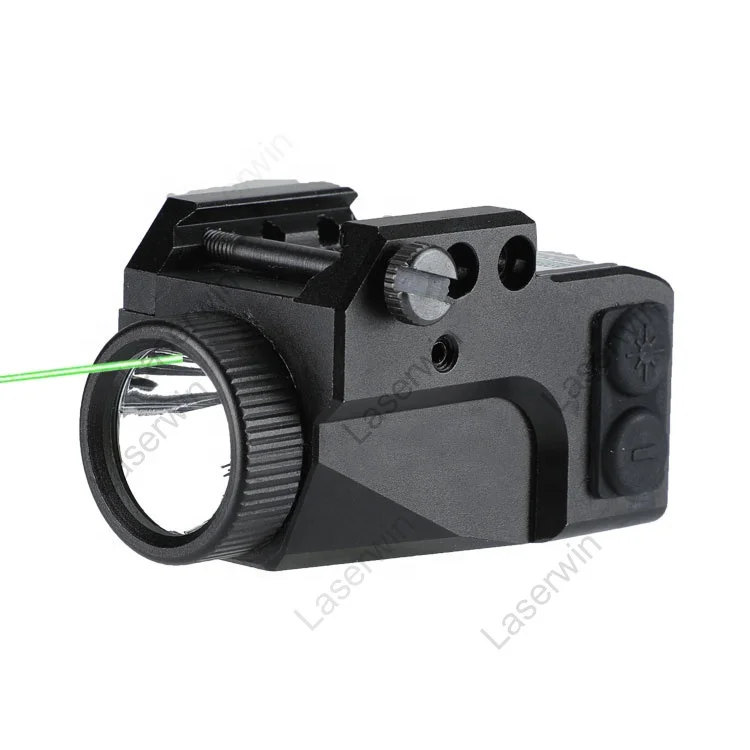 

Rechargeable Compact Pistol Green Laser Sight Tactical Weapons Gun Laser LED Flashlight Sight Picatinny Rail, Black