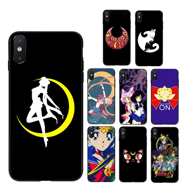 

Anime Sailor Moon soft silicone TPU/UV printing mobile phone case for iphone5/5s/6/6s/7/8/7plus/8plus/X/XS/XMAX/11/11pro/max, Black