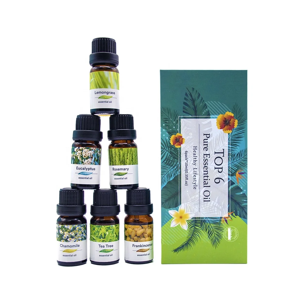 

Top 6 100% Pure Essential Oils Gift Set Private Label Natural Water Soluble Essential oils for Diffuse and Massage