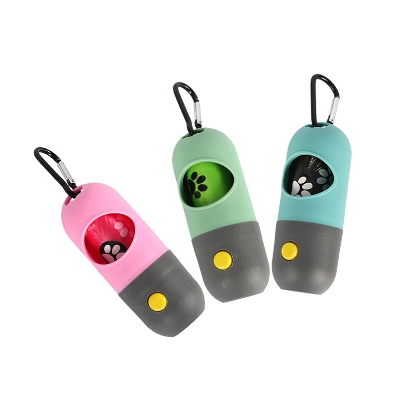 

Sohpety Plastic Luxury Rubber Pet Dog Waste Poo Poop Bags Holder With LED Light Dispenser Clip Carrier, Picture colors