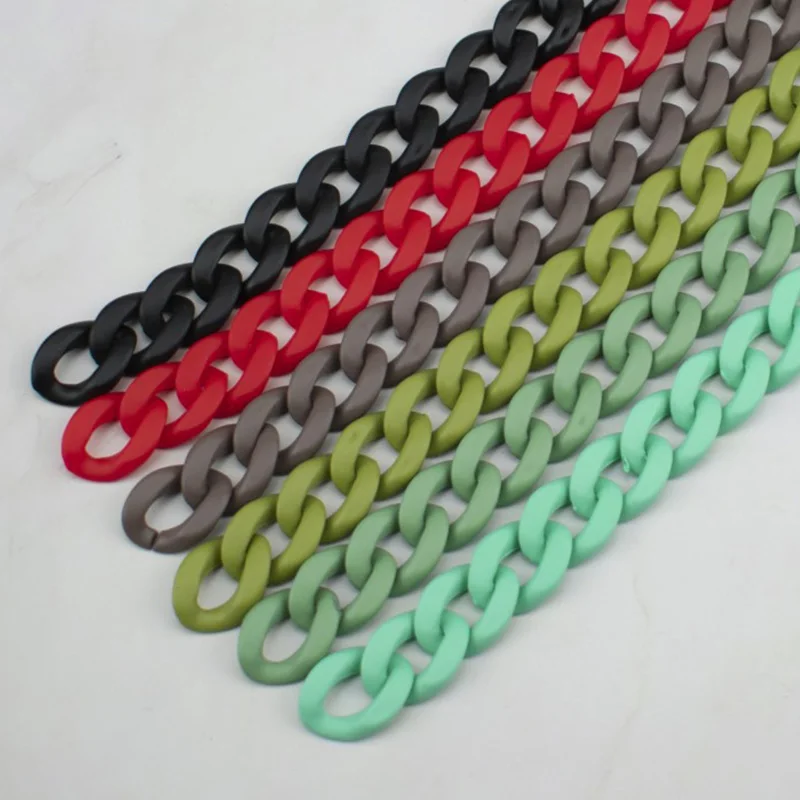 

REWIN  Multi Colored Matter Acrylic Curb Chain DIY Phone Charms Keychains Plastic Linking Rings for Bags, 11 colors in stock