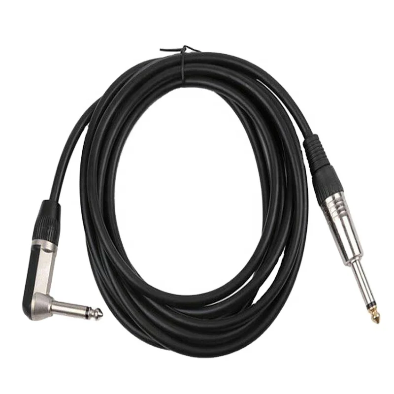 

1m Right Angle to Straight 6.35mm 1/4 Inch Electric Instrument guitar patch cable, Black