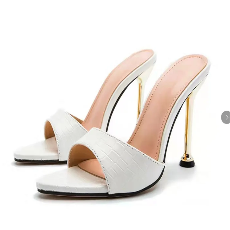 

Point-toe shoes high heel slingback pump button leather Pumps Rubber Outsole ankle strap ladies high heel sandals Rudy Slipper