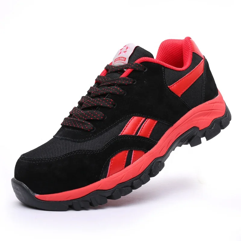 

Breathable, odor-resistant, non-slip, safety work shoes, shock absorption, protective men's shoes, Green,red