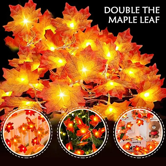 Amazon Best sell Christmas Pendant Leaf Maple Leaf LED String Light Garden Party Halloween Decoration Light