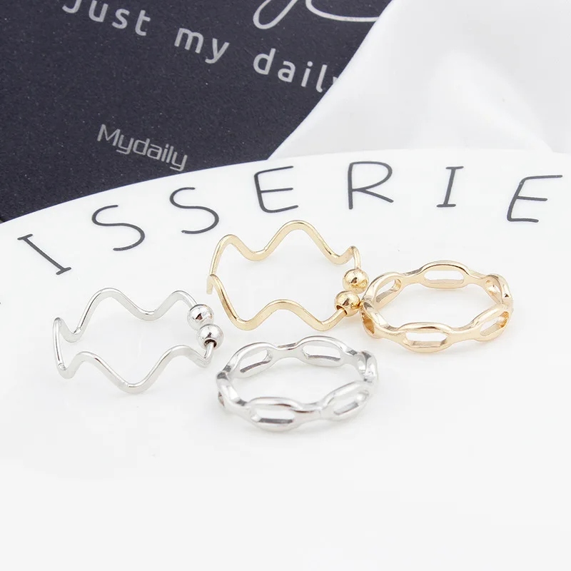 

Korean Simple Temperament Fashion Chain Hoop Ring Mini Opening Stacking Chain Finger Ring